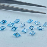 Lot de 8 pierres précieuses naturelles de topaze bleu ciel, taille Asscher, facettées, 6x4mm, calibrées, pour la fabrication de bijoux