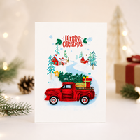 Kartu Quilling Grosir Desain Truk Natal Membawa Pohon Pinus Kartu Kertas Natal Noel Kustom Kartu Ucapan Mewah Buatan Tangan