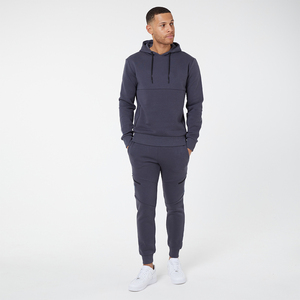 Mens Customizable Plus Size Training Running Pullover Oversized Hooded Two-piece Comfortable 100% Cotton Fleece Tracksuit - Product Image 4