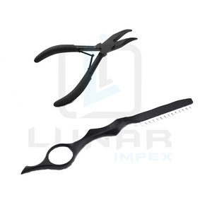 ชุดอุปกรณ์ต่อผมสแตนเลสสีดำ รุ่น Black Mate เหมาะสำหรับต่อผมแบบ Weft  พร้อมกระเป๋าหนัง PVC ซิป  สามารถสกรีนโลโก้ได้ - Product Image 2