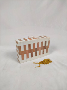 Pochette de soirée en résine de style vintage en bois de luxe artisanal de créateur Sac portefeuille Boîte à motif Sac à main Cadeau Type de sacs à main - Product Image 6