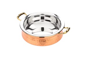 Olla Redonda de Cobre, Olla de Cobre con Asa, Tapa de Vidrio y Asas de Latón, Aspecto Antiguo Duradero para Cocina - Product Image 2