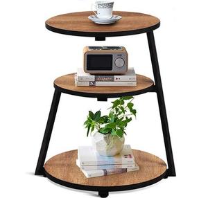 Center <b>Table</b> In Modern <b>Round</b> Metal Coffee <b>Table</b> with Decorative Pedestal Base for Living Room Furniture - Product Image 3