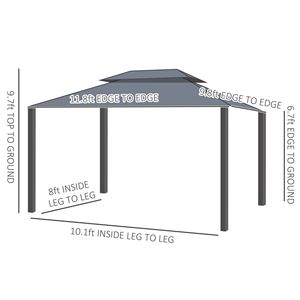 10FT X 12FT Hardtop Gazebo <b>Canopy</b> with Polycarbonate <b>Roof</b> and Aluminum Frame Outdoor Pavilion Gazebo Netting Permanent Arbours - Product Image 2