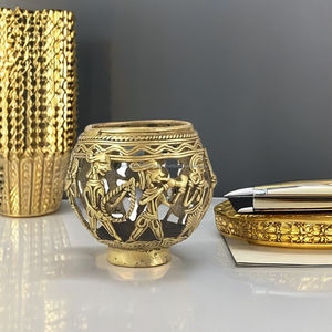 Handcrafted Bras 3.5 Inch Square Metal <b>Pen</b> Holder - Product Image 3