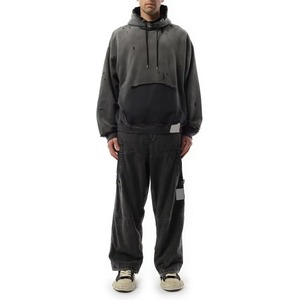 Sweat-shirt à capuche oversize pour homme, couleur unie, coton lavé, tissu molletonné français, avec poches, coupe ample, automne - Product Image 1