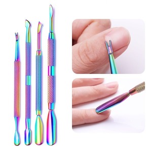 1 Pince à ongles droite, Repousse-cuticules, Bâtonnet de retrait de gel, Outils de manucure en acier inoxydable pour nail art - Product Image 4