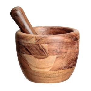 Mortier et pilon en bois d'acacia, outil solide pour broyer les herbes et les épices - Product Image 4