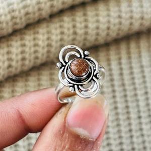 <b>Boho</b> Red Sunstone Brass <b>Ring</b> <b>Silver</b> Plated Vintage Handmade Wholesale <b>Ring</b> For Women - Product Image 3