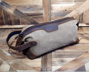 Leather Canvas Toiletry Bag Travel Organizer Waterproof Dopp Kit Cosmetic Storage <b>Case</b> Large Size LCTB-0022 - Product Image 1