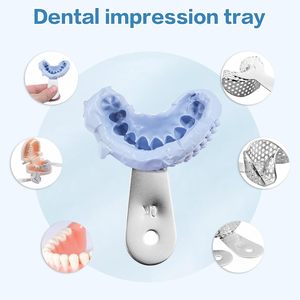 Juego Profesional de 2 Bandejas Metálicas para Impresiones Dentales |   Kit de Soporte para Dientes Superiores e Inferiores de Acero Inoxidable Estilo Anterior - Product Image 4