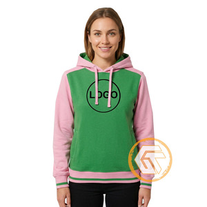 Alfa Personalizado |   Sudadera con Capucha Rosa y Verde Bordada en Felpa de Algodón Kapa para Mujer, Ropa Griega de Hermandad, Alta Calidad - Product Image 1