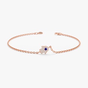 Pulsera de Diamantes con Amuleto de la Suerte, Oro de 14K, Joyería Minimalista y Elegante, Regalo Personalizado para Mujer, Cumpleaños, Aniversario, Uso Diario - Product Image 1