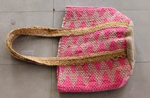 Sac fourre-tout en jute et coton tressé fait main, réutilisable, écologique, pour la plage et les courses, avec option de logo personnalisé pour femmes - Product Image 3