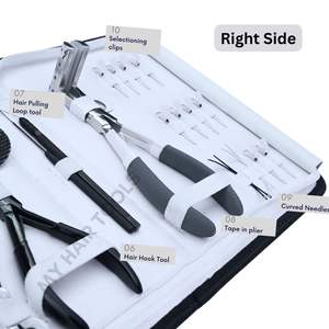 Kit d'outils professionnel pour extensions capillaires : micro-perles, pince à sertir, pince de retrait, applicateur pour extensions à bandes, aiguilles à coudre, accessoires de fixation - Product Image 4