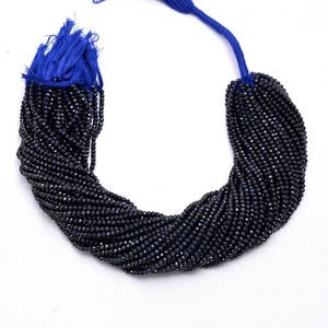 Cuentas redondas facetadas micro de zafiro AAA de 3mm-4mm, zafiro azul natural, piedra preciosa semipreciosa suelta para la fabricación de joyas. - Product Image 3