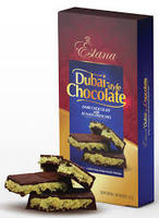 Venta al por mayor de barras de chocolate estilo Dubái ESTANA, envueltas individualmente, chocolate negro cubierto con pistacho Kunafa, 108g x 10 unidades