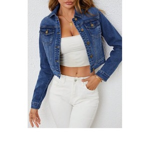 Custom Blue Long Breathable <b>Quilted</b> Woven Denim Jacket with Spandex Lining for Women Rips & Holes-Wholesale Supplier Bangladesh - Product Image 5