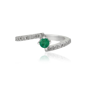 Natural <b>Emerald</b> 925 Sterling <b>Silver</b> Classic <b>Ring</b> Elegant Bypass Design Fine May Birthstone Jewelry For Women Everyday Wear - Product Image 1