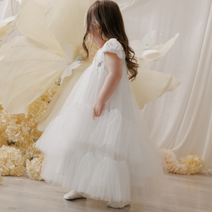 Boda Ocasión especial Bordado hecho a mano Boutique Tul Multicapa Vestido de niña de las flores-Mina O-cuello Hasta la rodilla Niños ODM - Product Image 5