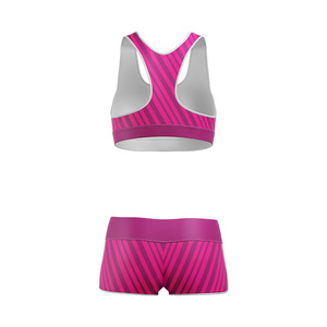 Ensemble de yoga 2 pièces pour femme, personnalisé, en spandex léger, respirant, avec soutien-gorge de sport et short taille haute élastique, col rond sans manches - Product Image 2