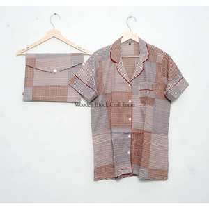 Short sleepwear Dress 100% Cotton <b>women</b> pajama set 3-Pcs Short Sleeve sleepwear PJ Set and Shorts <b>Lounge</b> Wear - Product Image 4