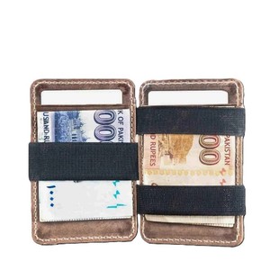 Vintage Genuine Leather Flip <b>Wallet</b> Cross Band Minimalist Card Holder Cash Storage Case Distressed <b>Brown</b> Sleek Pocket Pouches - Product Image 6
