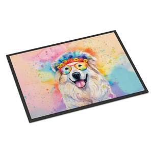 Great Pyrenees Hippie Dawg Paillasson Tapis d'entrée intérieur/extérieur lavable et antidérapant 24H X 36W Tapis de porte d'entrée - Product Image 1