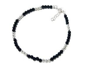 Black Onyx Bead Bracelet 925 Sterling <b>Silver</b> Bracelet Minimalist Gemstone Jewelry Natural Gemstone Bracelet Adjustable Jewelry - Product Image 1