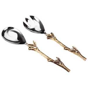 Classic Silver Plated Stainless Steel <b>Salad</b> Server Set with Simple Handle Eco-Friendly <b>Salad</b> <b>Tools</b> for Home & Restaurant Use - Product Image 5