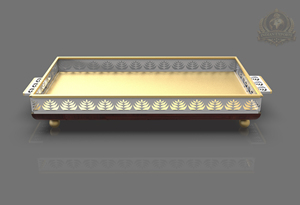 Bandeja de Servir Redonda de Metal y Madera, Diseño de Lujo, Pulida y Personalizada, con Campana, Ecológica, Regalo Empresarial de Exportación India - Product Image 4