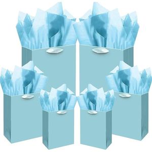 Sacchetti Regalo in Carta Velina Blu Lago Qiqee, Set da 10 Pezzi Multimisura per Regali, Feste di Compleanno e Altre Celebrazioni, Include 2 Grandi - Product Image 1