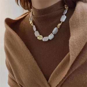 สร้อยคอไข่มุกน้ำจืดทรงสี่เหลี่ยมทำมือ พร้อมตัวล็อคแบบมีประกาย แนะนำสำหรับการทำเครื่องประดับ DIY - Product Image 4