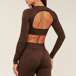 Soutien-gorge de sport athlétique pour femme, coupe ajustée, sans manches, col en V, séchage rapide, en coton tricoté et élasthanne - Product Image 6