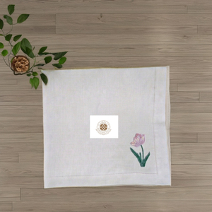 Servilleta de lino con bordado de tulipanes, de aspecto moderno y elegante, realza la decoración minimalista de mesas de comedor y eventos. - Product Image 4