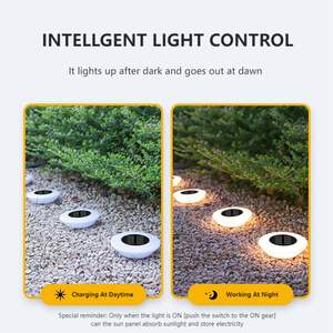 Luces Solares de Jardín con Estaca, 14 LED AA, Ángulo de Haz de 360°, IP65 Impermeables, ABS Blanco/Cálido, Polisilicio, Fácil Instalación - Product Image 2