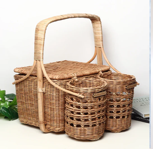 Elegant square Tapered <b>Bamboo</b> Waste <b>Basket</b> Intricate Two-tone Geometric Pattern Eco-Friendly Hanging Storage for Hotels - Product Image 3