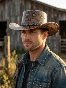 Chapeau de cowboy en cuir véritable fait main, qualité supérieure, sur mesure, style western vintage, unisexe, style country, chapeau Outback - Product Image 5