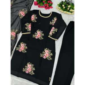 Hermosos Vestidos de Fiesta Negros ST, Talla M, Top Elegante con Dupatta - Product Image 2