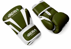 Gants de boxe personnalisés IBERIA vert olive et blanc, gants d'entraînement et de sparring de qualité supérieure, logo personnalisé, OEM, ODM, équipement de boxe en gros - Product Image 4