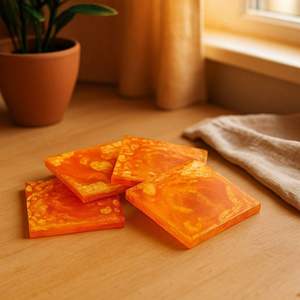Juego de Posavasos Cuadrados Decorativos de Resina Epoxi Hechos a Mano, Ecológicos y de Lujo, para Protección de Mesa en Hogar, Cocina y Restaurante - Product Image 6