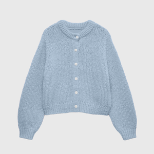 Pull élégant en mélange de cachemire à col rond, respirant, avec fermeture à boutons, chemise tricotée à manches longues pour femme, chaud et ample pour l'hiver - Product Image 2