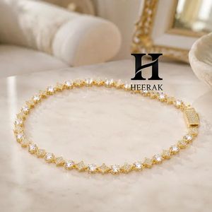 Men's Hip Hop 4-Prong Flower Tennis Necklace 925 Sterling godl <b>Iced</b> <b>Out</b> Bling Cluster <b>Chain</b> Jewelry Wholesale - Product Image 2