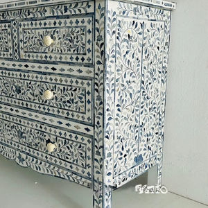 Cajón con Incrustaciones de Hueso de ILAHI, Diseño Moderno con Detalles de Ágata, Mueble Portátil para el Hogar - Product Image 1