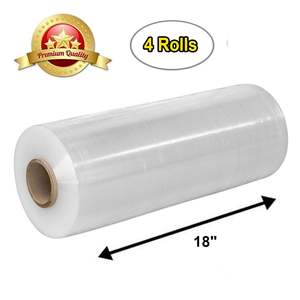 4 Rouleaux de Film étirable à la main 18 \ "X 2000 '60 Gauge Epaisseur Excellente résistance à la déchirure Enveloppe transparente sans résidus pour le déplacement - Product Image 2