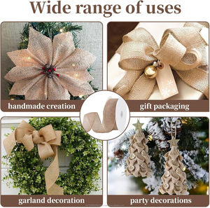 Cinta de Yute 100% Jute de 1.5 pulgadas x 20 metros con Alambre para Lazos Grandes, Coronas, Árboles, Bodas, Fiestas, Decoración Ecológica para Exteriores - Product Image 3