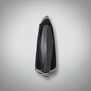 Veste universitaire en cuir véritable pour homme, veste bomber noire de style Letterman, manteau en cuir véritable de style universitaire, taille personnalisée disponible - Product Image 2