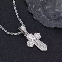 Pendentif Croix Chrétienne Hip Hop en Argent 925 avec Moissanite Sertie, Breloques Givrées, Cadeau de Luxe pour Hommes et Femmes