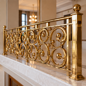 Barandilla de Bronce con Trabajos en Relieve para Hoteles de Lujo, Villas e Interiores de Escaleras Grandes - Product Image 2