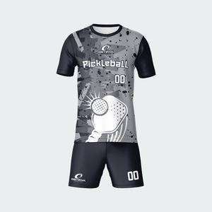 เสื้อยืดและกางเกงกีฬาพิมพ์ลายตามสั่งขายส่งสำหรับกีฬาพิคเคิลบอลแบบยูนิเซ็กซ์ - Product Image 4